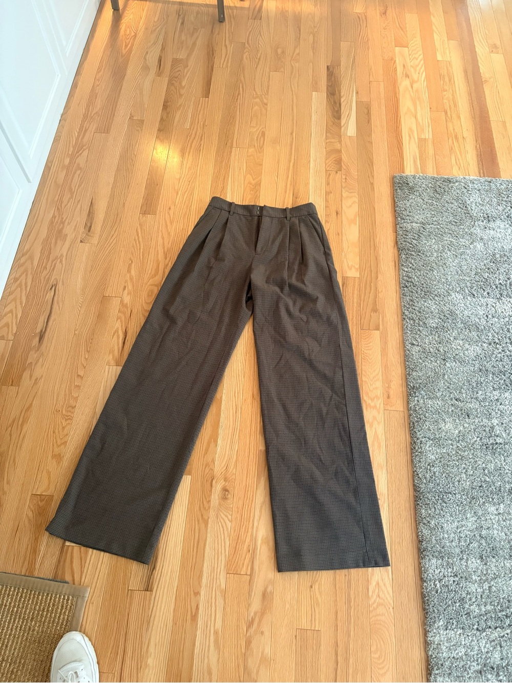 GAP Wide-Leg Dress Pants in Brown Houndstooth